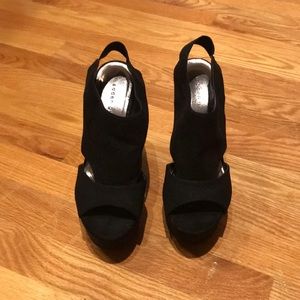 Madden Girl black suede platform wedge
